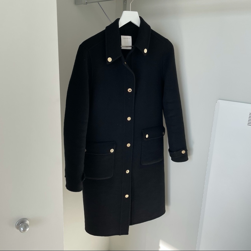 Sandro Navy Gold Button Coat